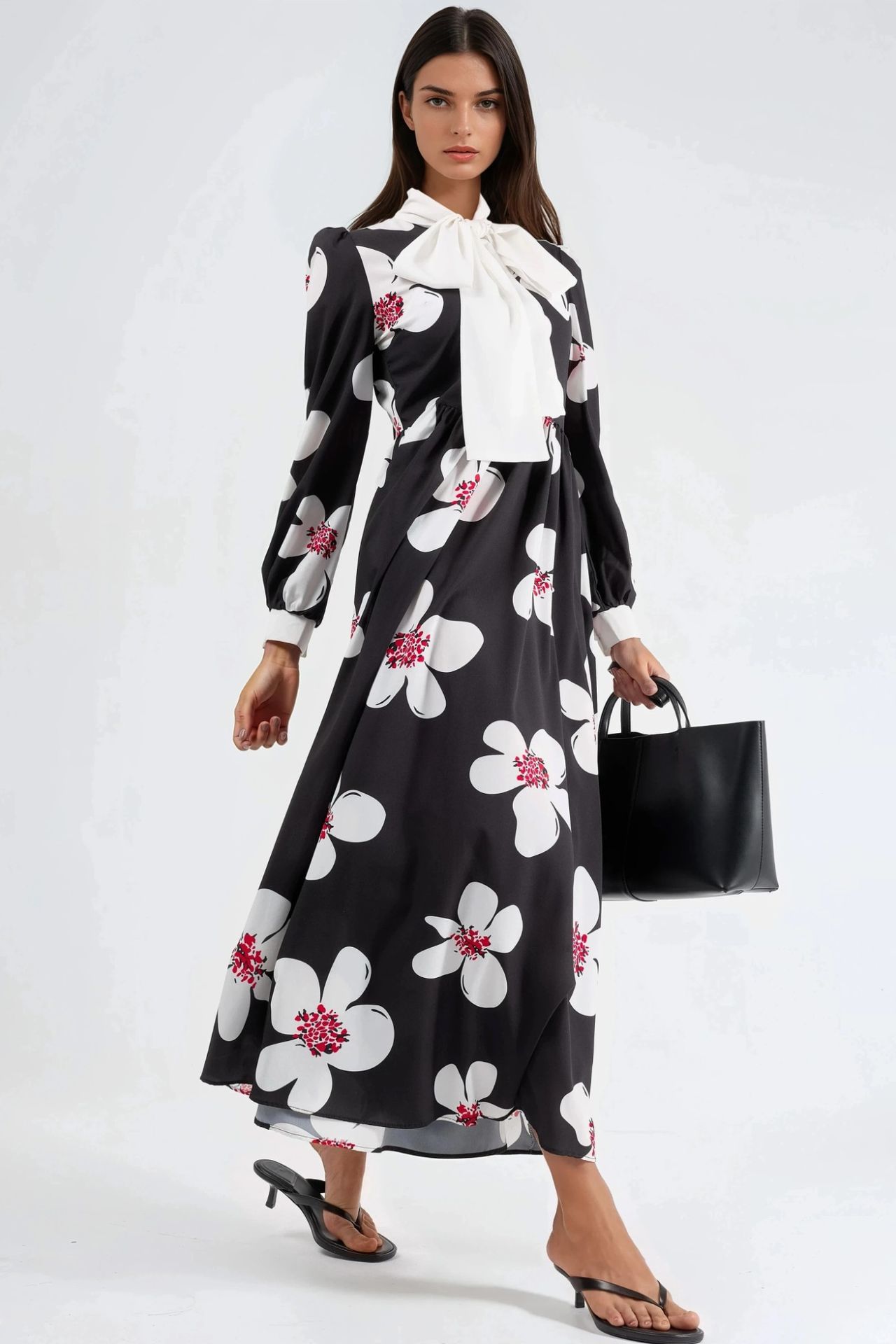 MSN Floral Maxi Dress with Pussy-Bow Neckline 2