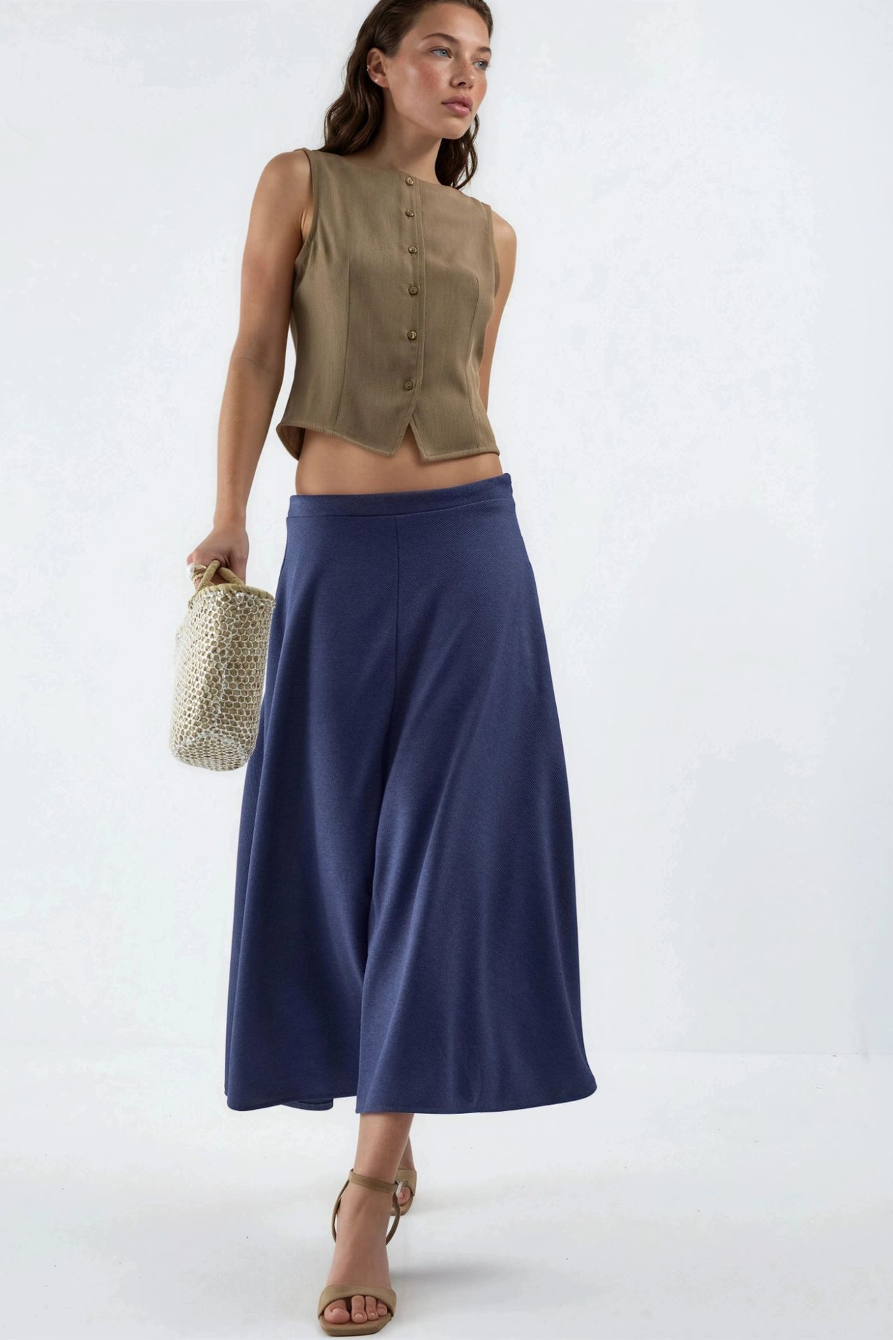 BUSEM High Waist A-Line Midi Skirt 6