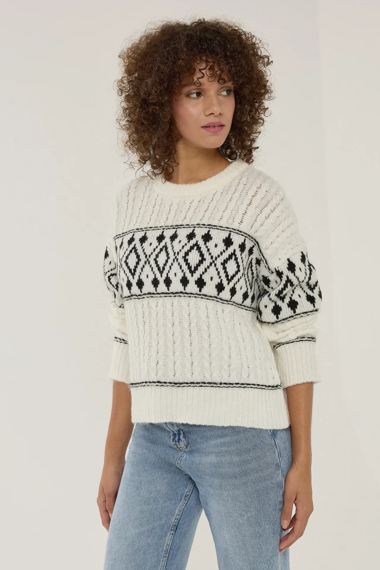 Relaxed Fit Ethnic Knitted Sweater