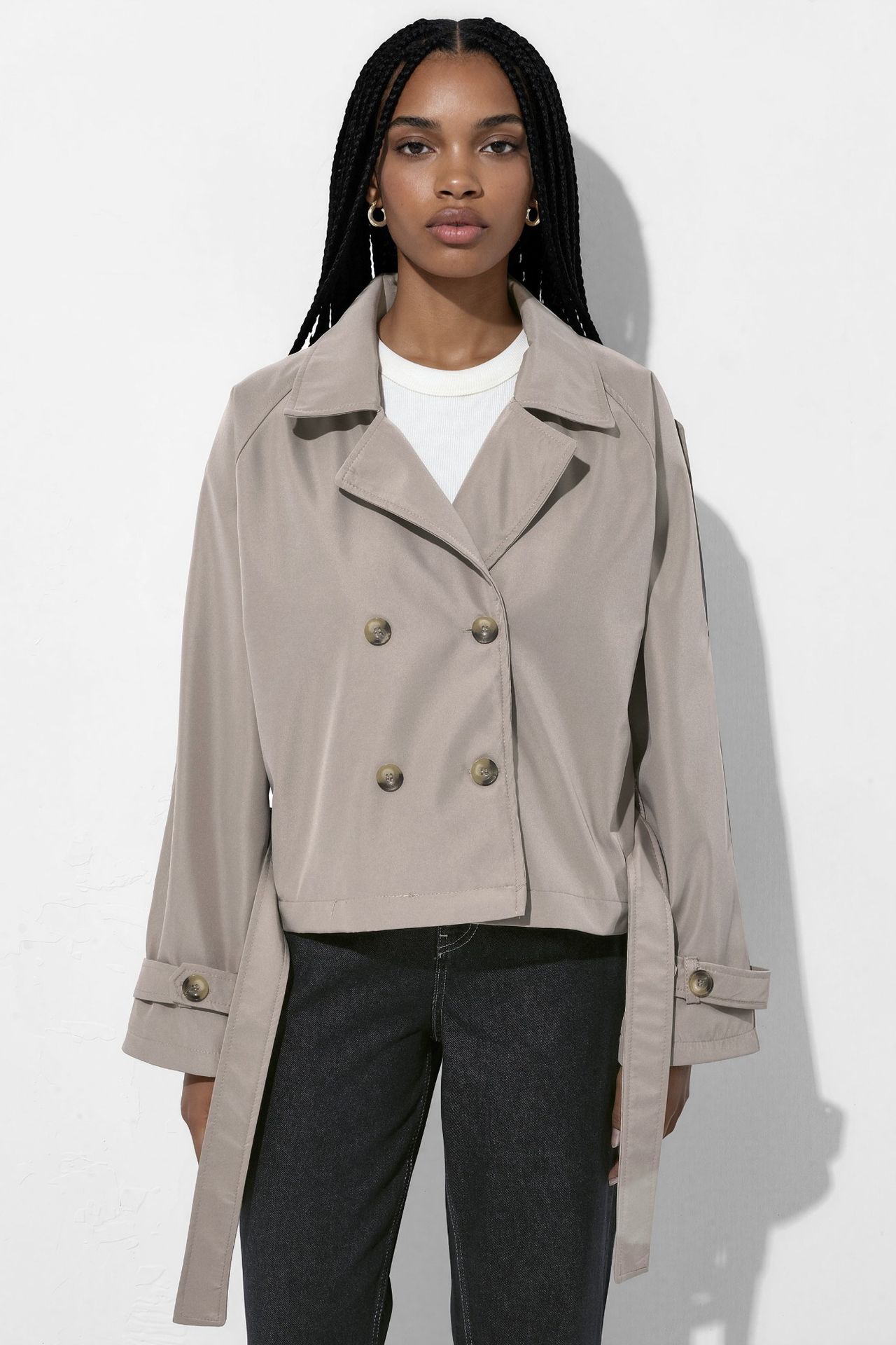 Short Double-Breasted Trench Coat 6