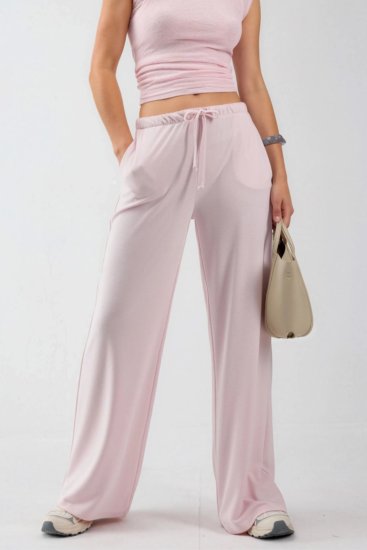 BUSEM Wide Leg Drawstring Waist Sweatpants 4