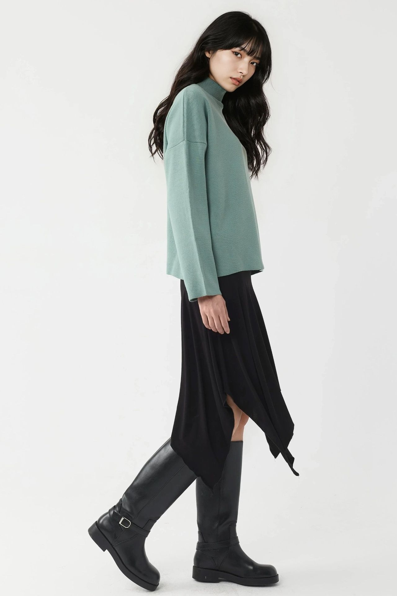 MY FASHION Oversized Half Turtleneck Knit Sweater 2