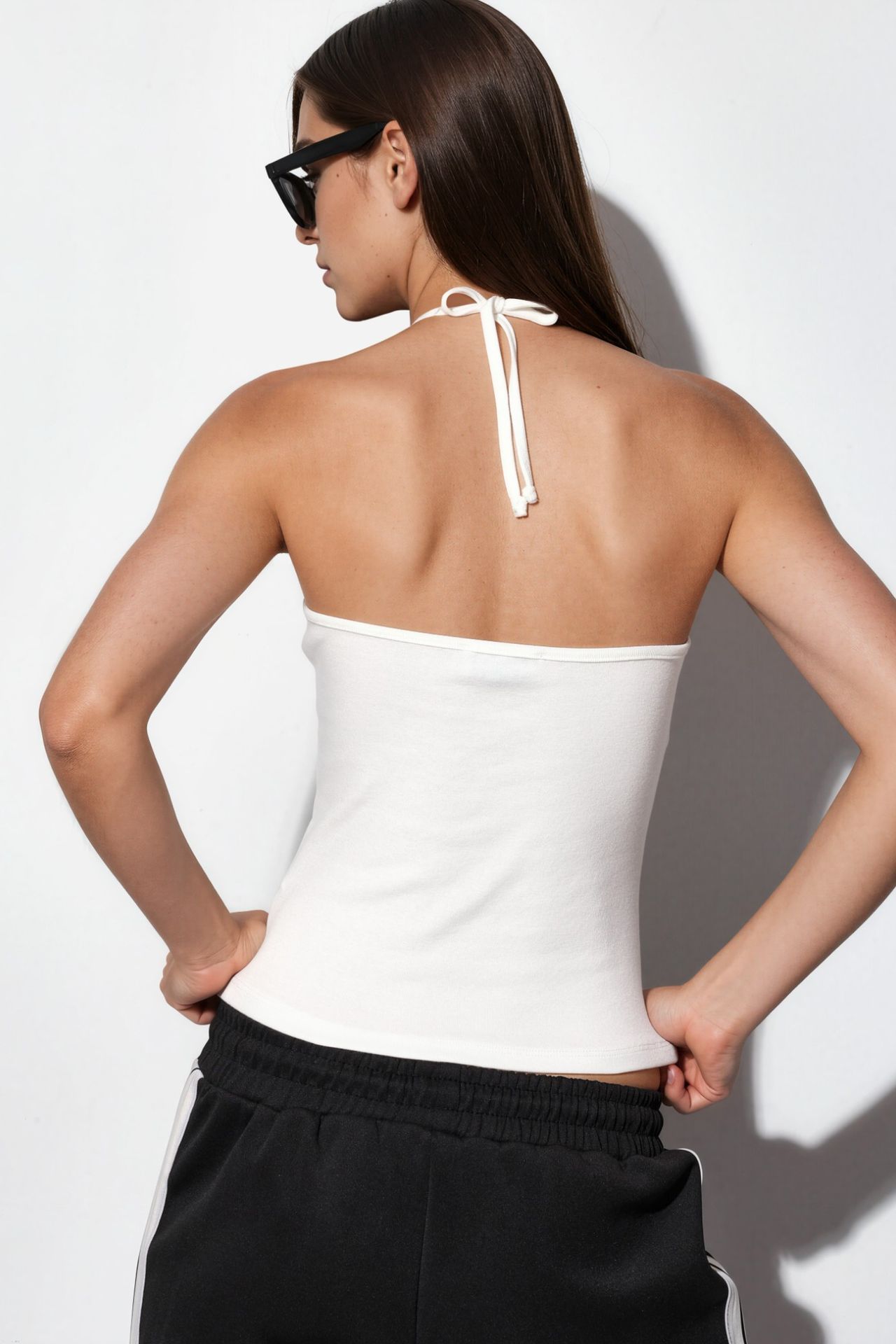 BUSEM Slim Fit Halter Yaka Jarse Bluz 3