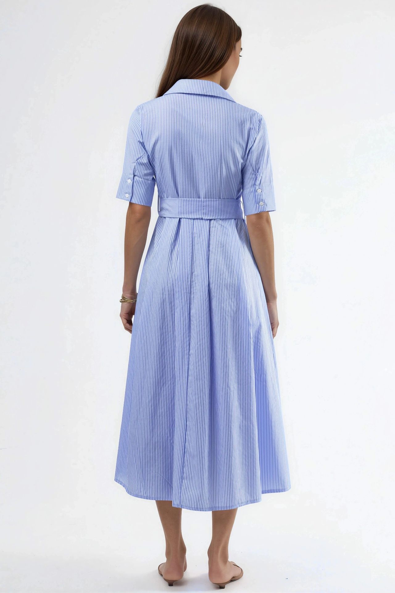 BUSEM Belted Striped Midi Shirt Dress 3