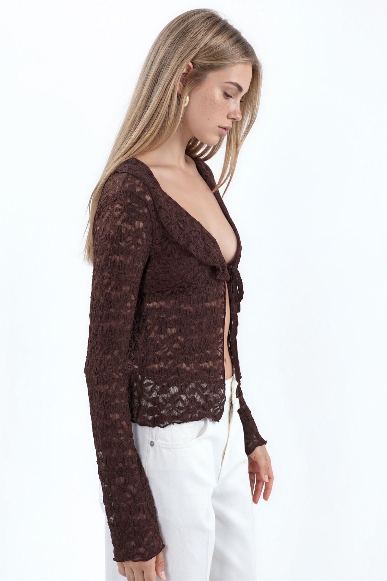 BUSEM Women’s lace woven jacket with tie front 2
