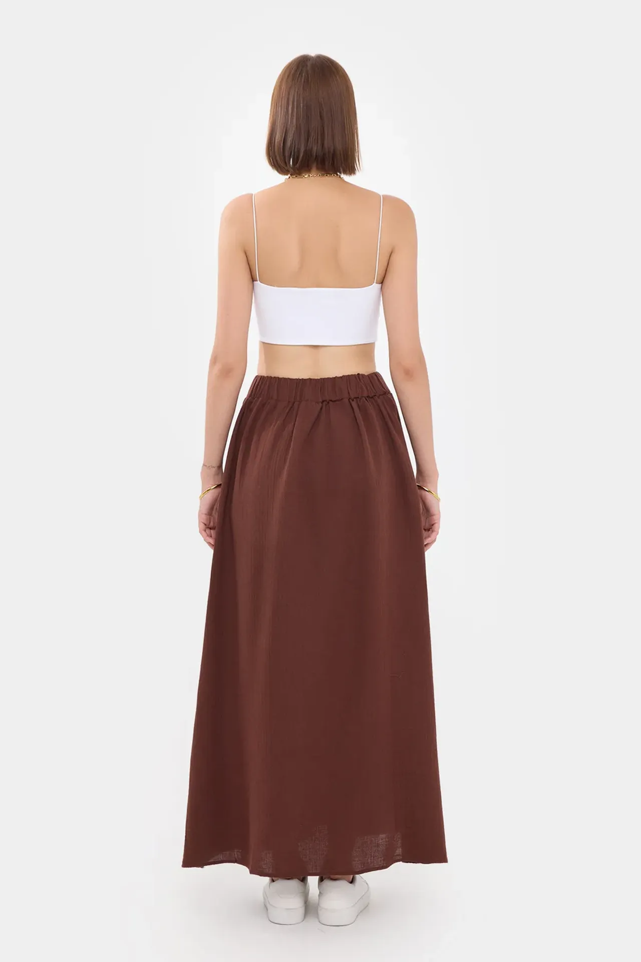 Solid Maxi Skirt with Slit