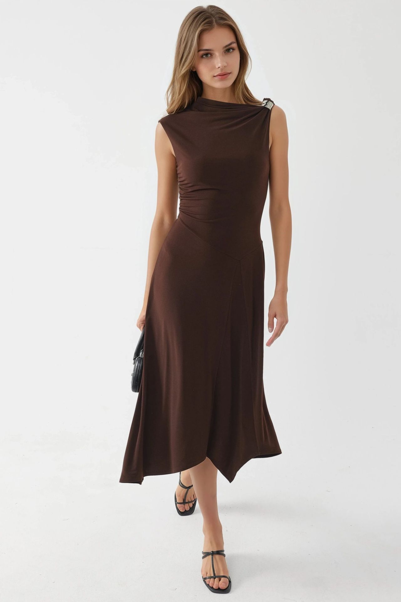 BUSEM Accessory Detailed Asymmetrical Midi Dress 1