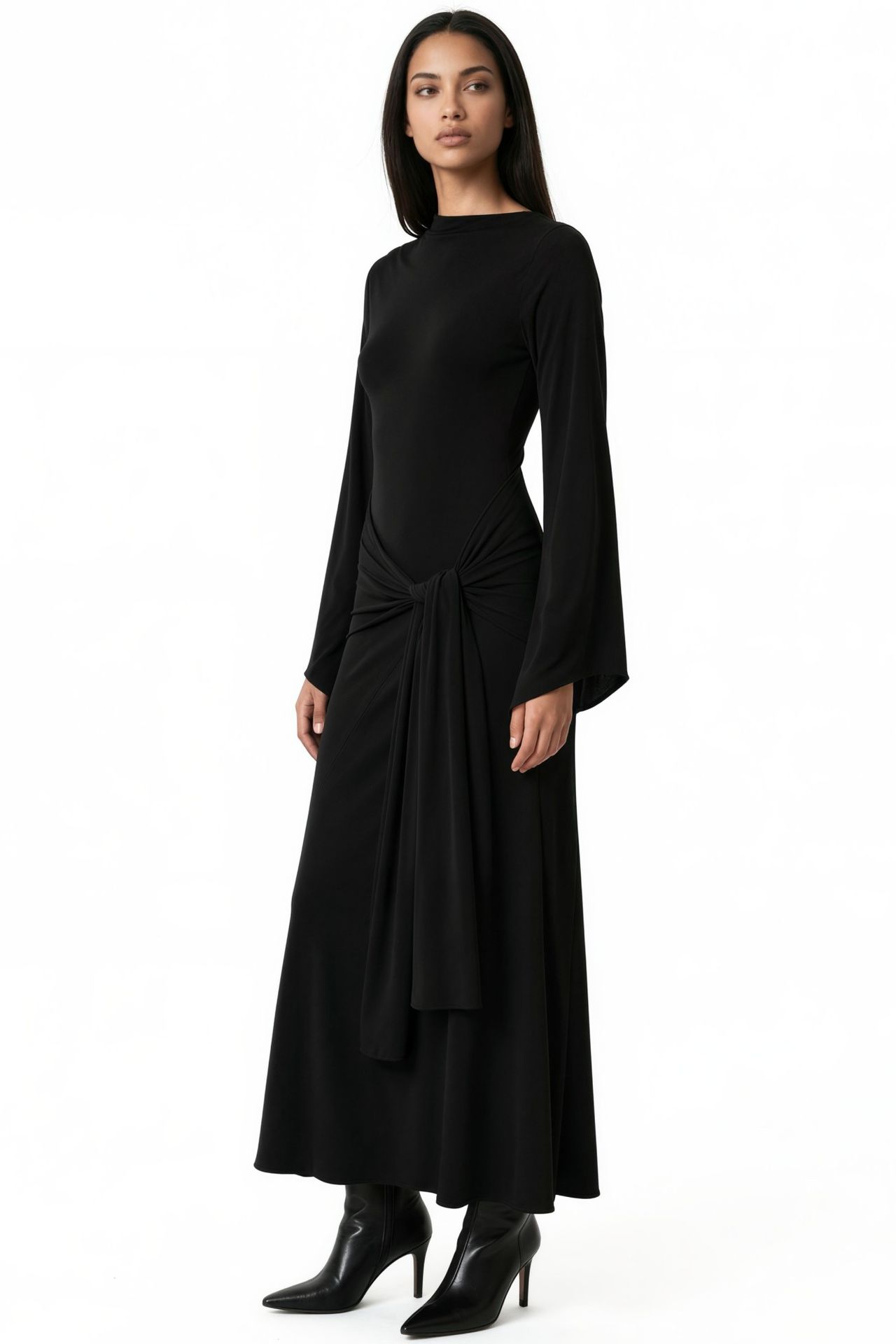 Waist Tie Detail A-Line Sandy Maxi Dress
