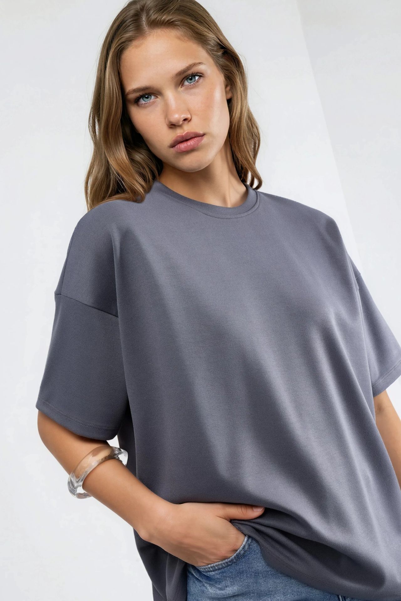 Oversized Crew Neck Modal Touch Knitted T-Shirt 2
