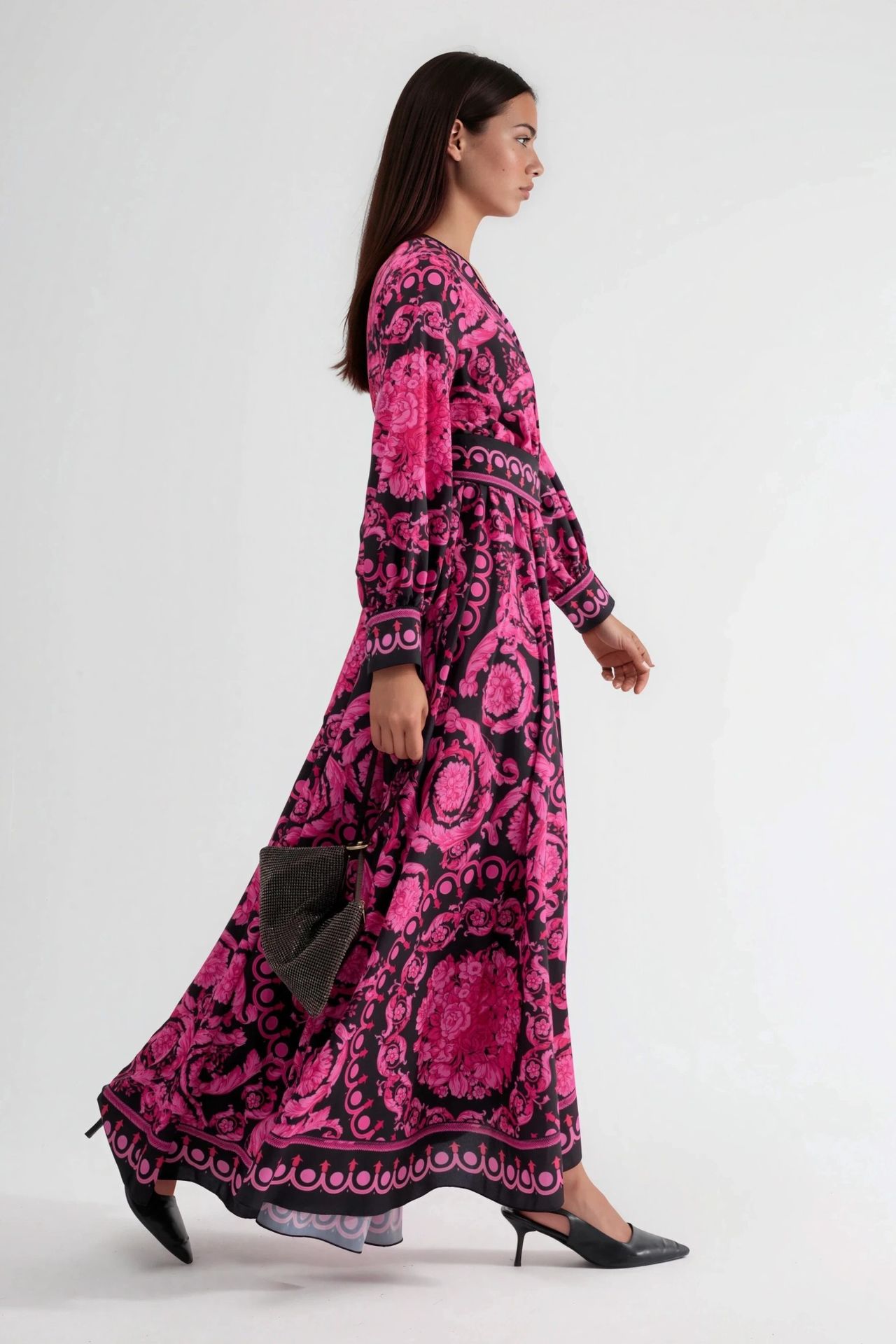 MSN Floral Tie Detail Midi Dress 3