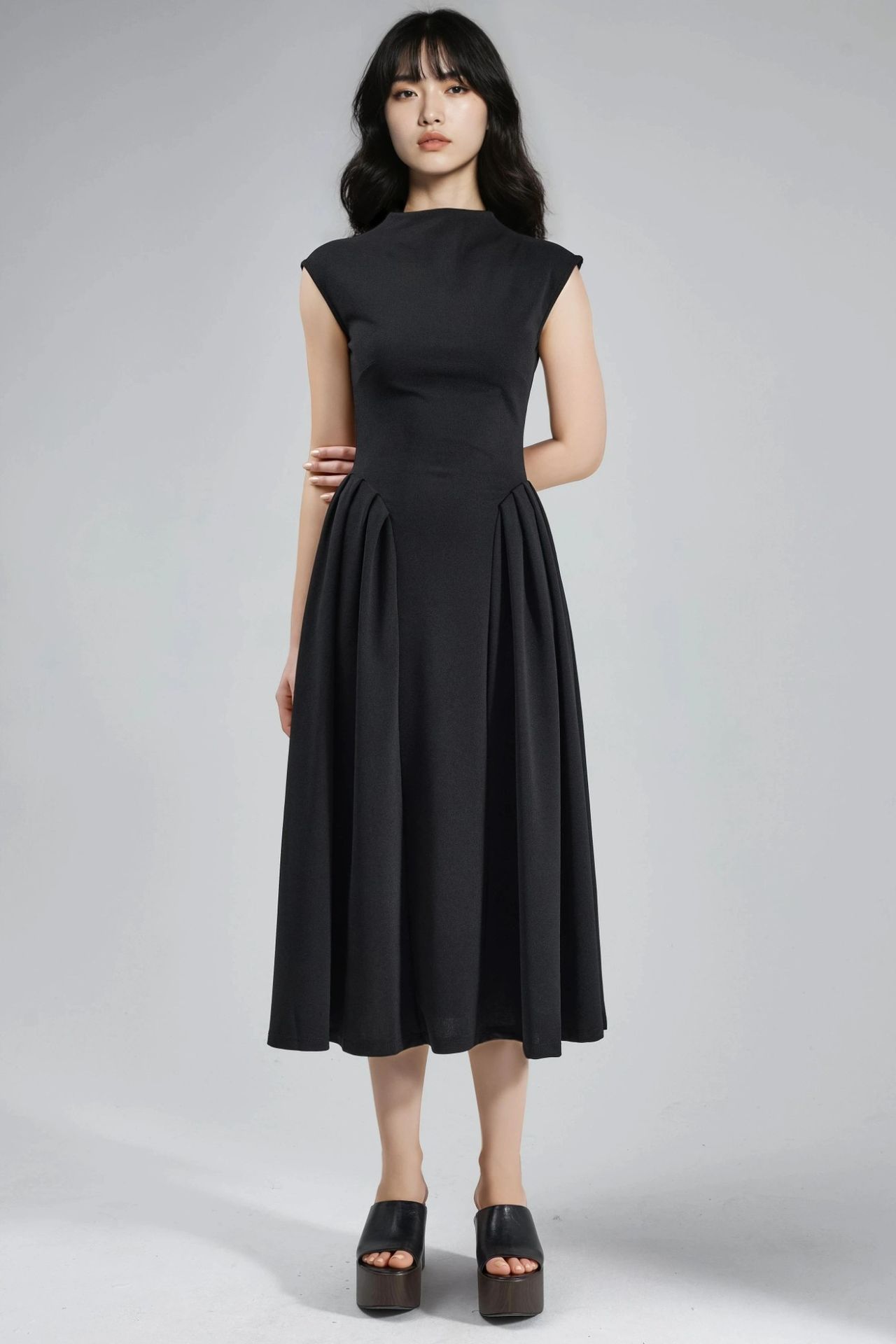 BUSEM Textured Paneled Midi Dress 8