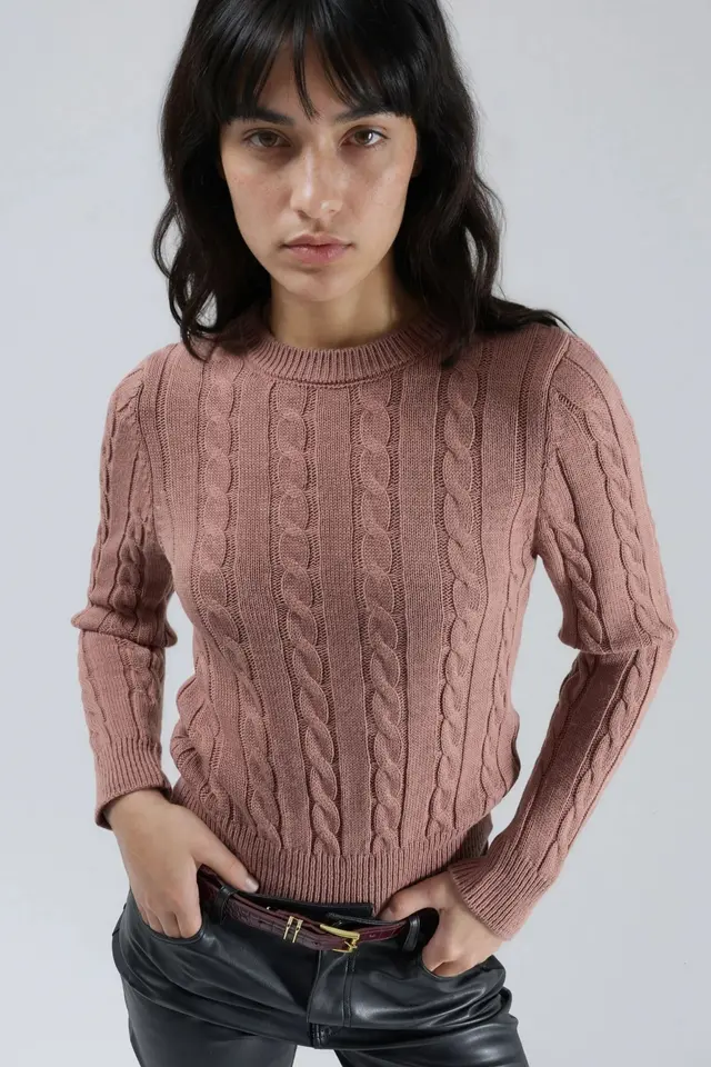 MY FASHION Fitted Cable Knit Sweater