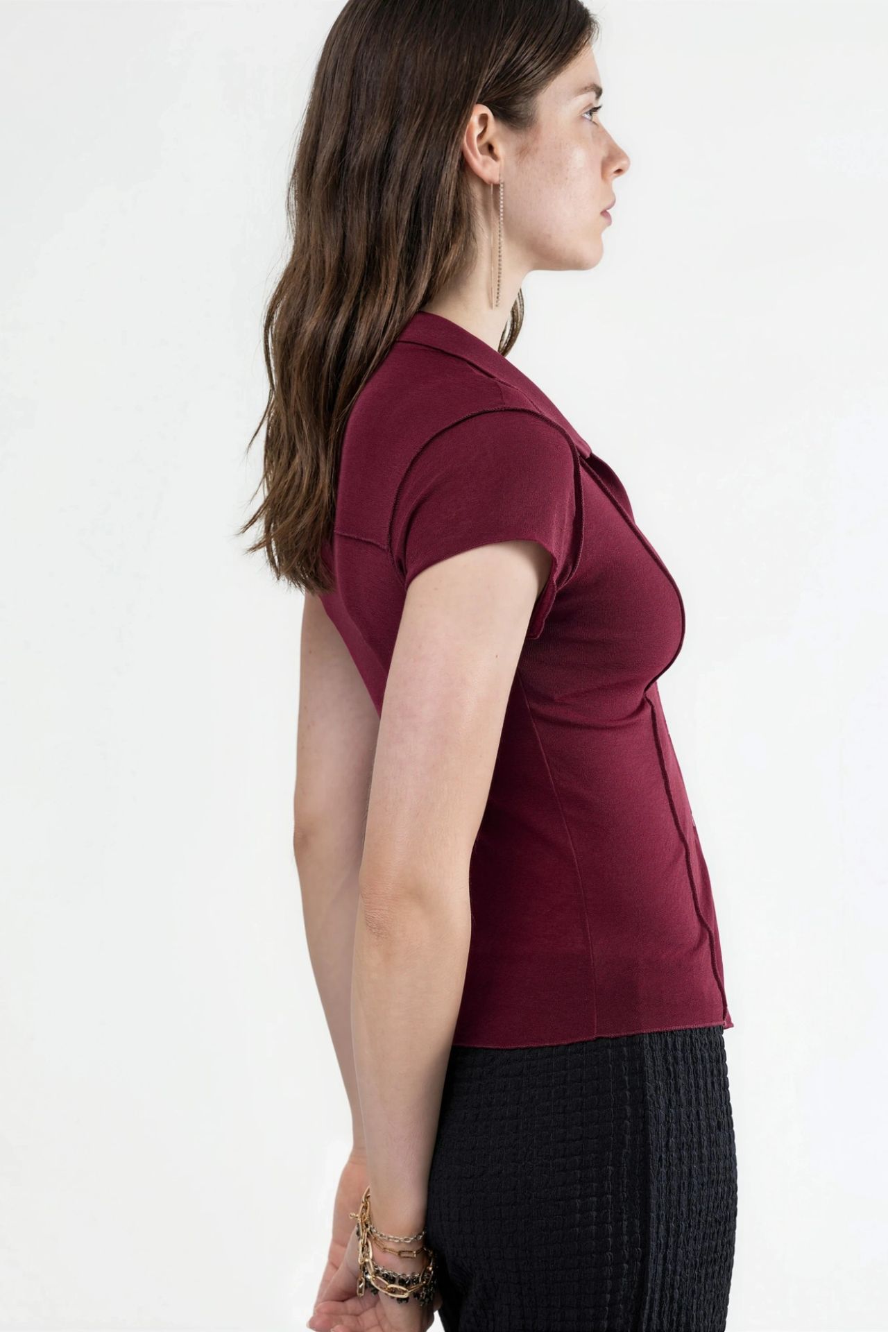 BUSEM Textured Knitted Short Sleeve Shirt with Buttons 4