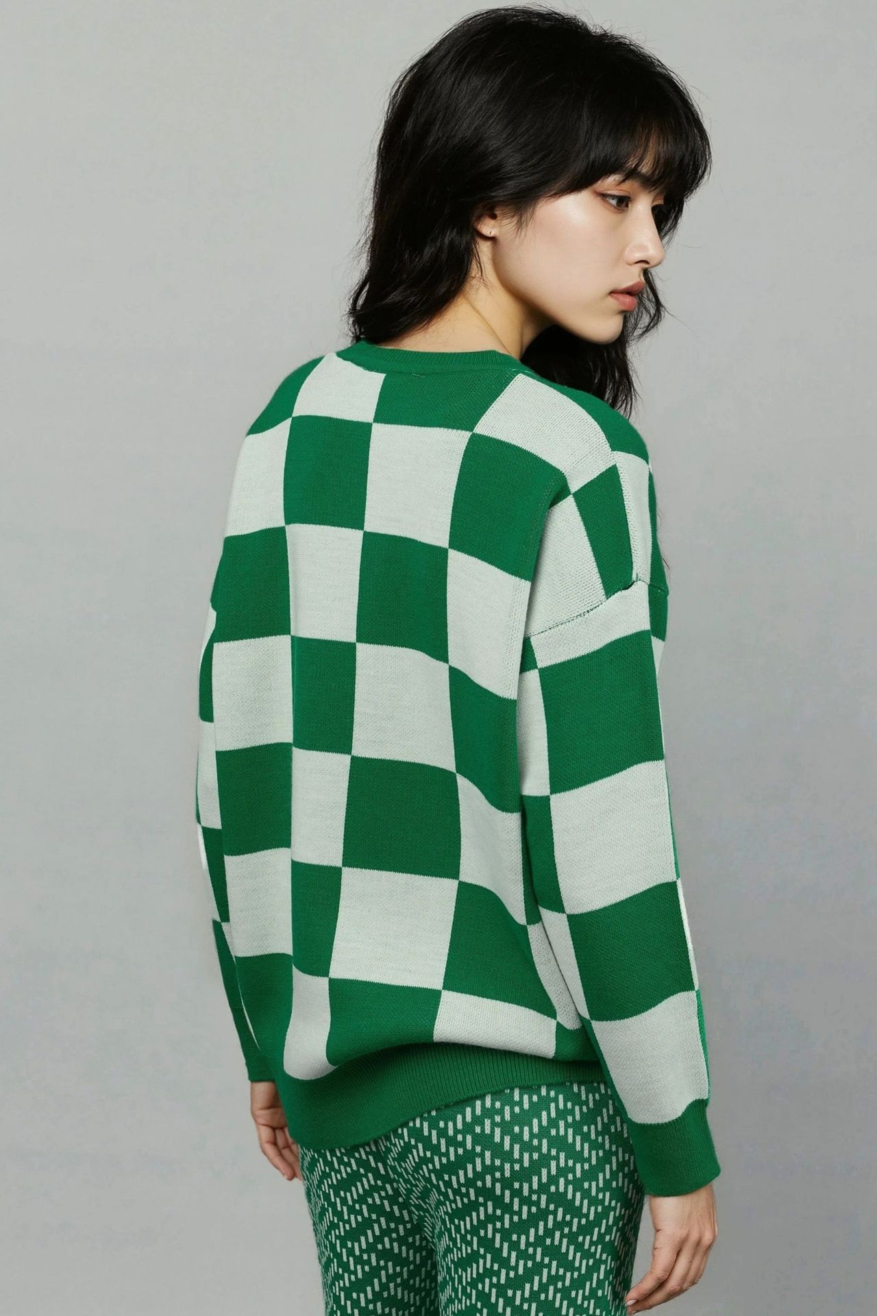 MY FASHION Plaid Ribbed Knit Sweater with Comfort Fit 3