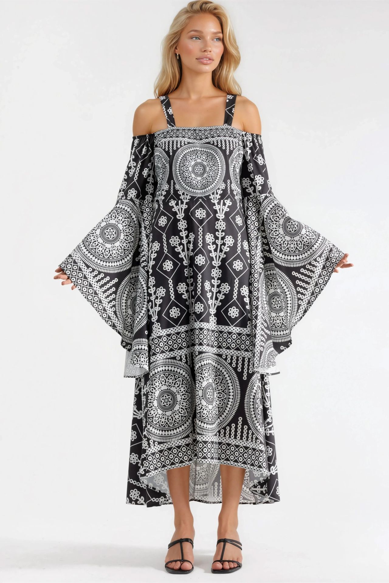 MSN Strapless Geometric Cut Out Maxi Dress 6