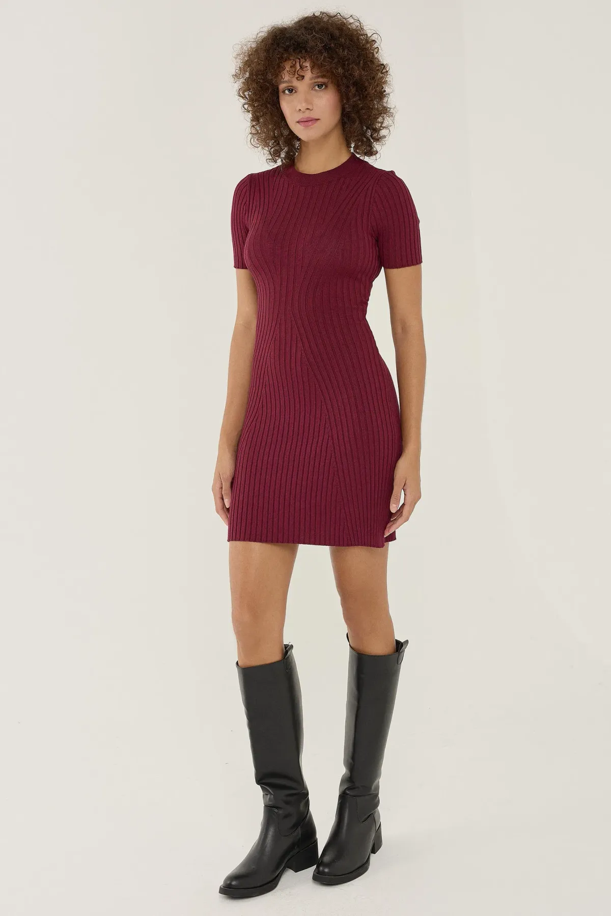 Half Turtleneck Knit Mini Dress 3