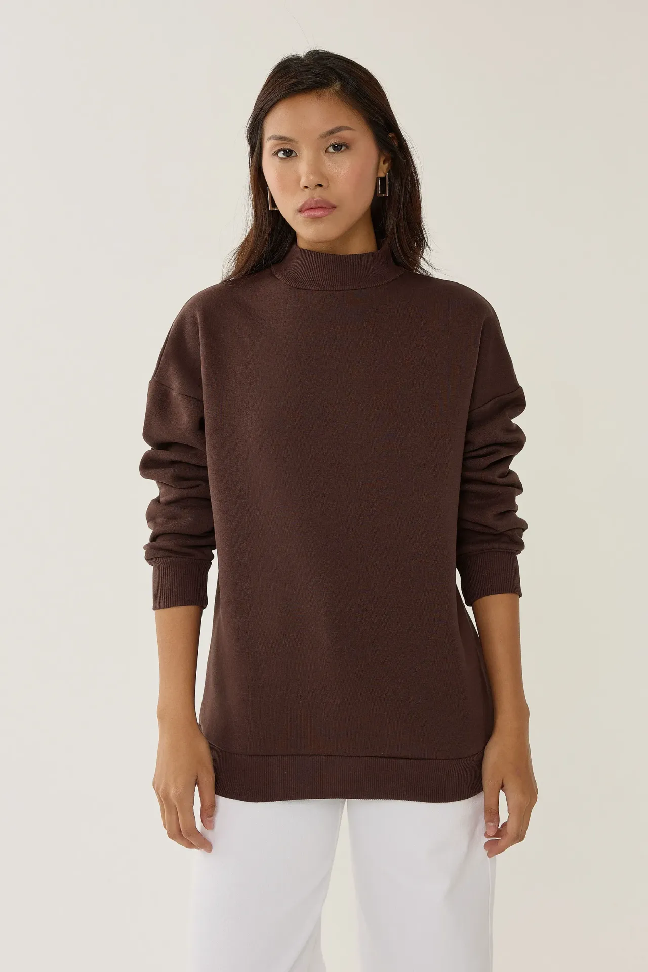 Oversized High-Neck Sweatshirt