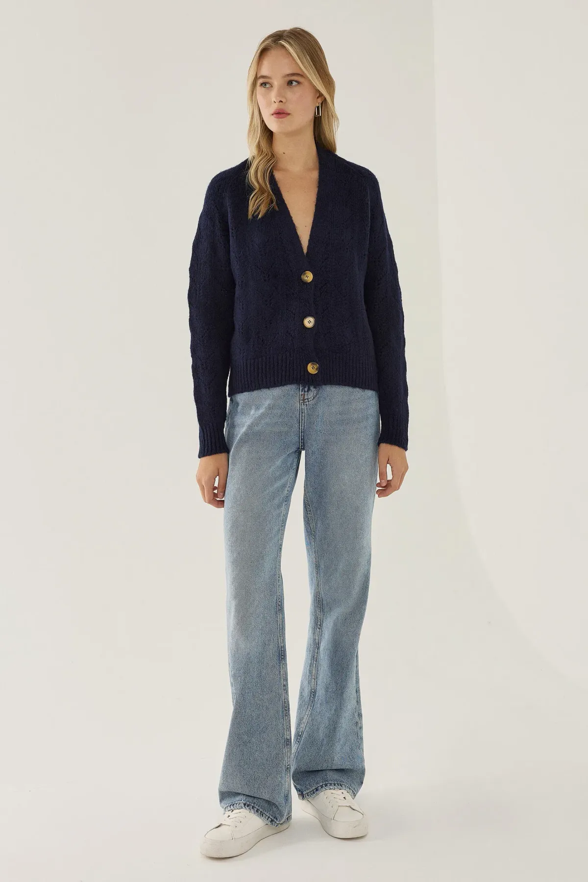 V-Neck Relaxed Fit Knit Cardigan 2