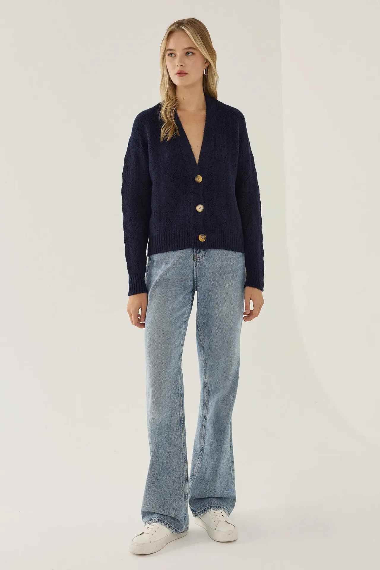 V-Neck Relaxed Fit Knit Cardigan