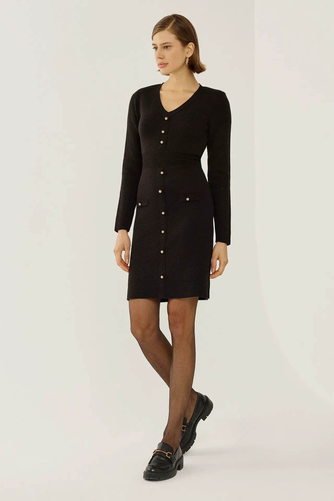 Midi Dress with Button Details