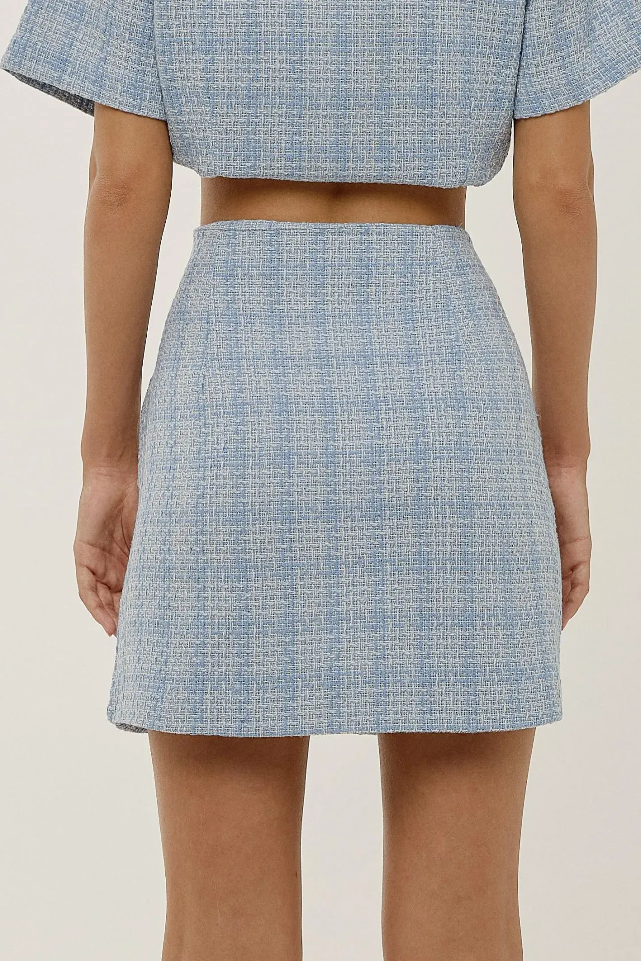 Buttoned Tweed Mini Skirt