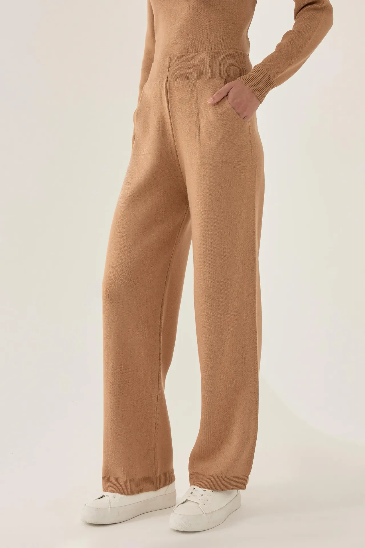 High Waist Wide Leg Knit Pants