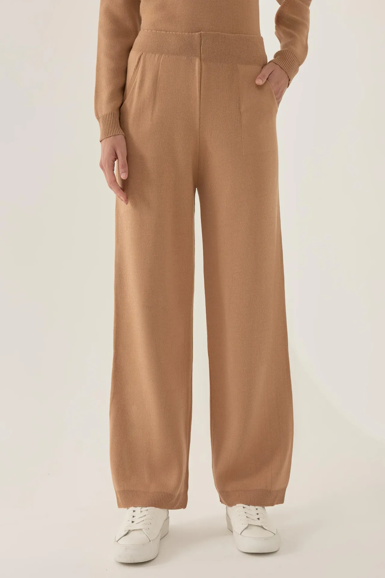 High Waist Wide Leg Knit Pants