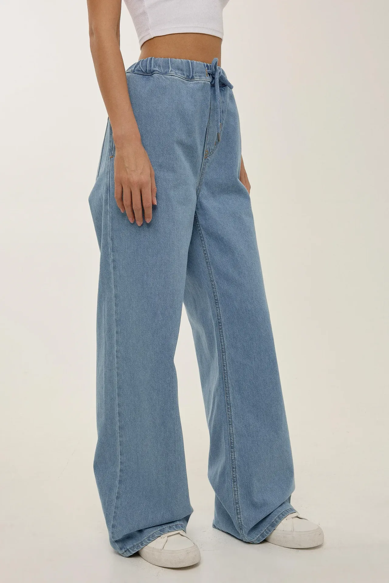 Corded High Waist Wide Leg Jeans