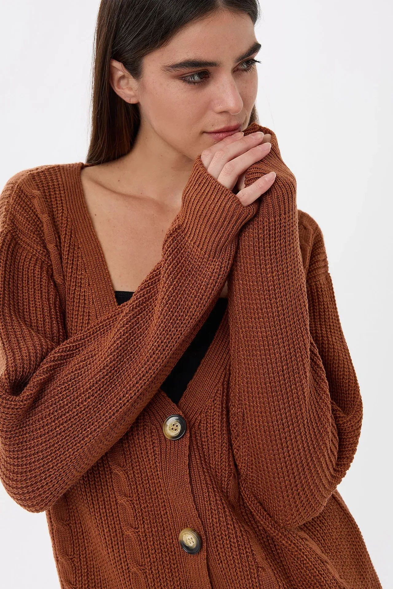 V-Neck Buttoned Cardigan