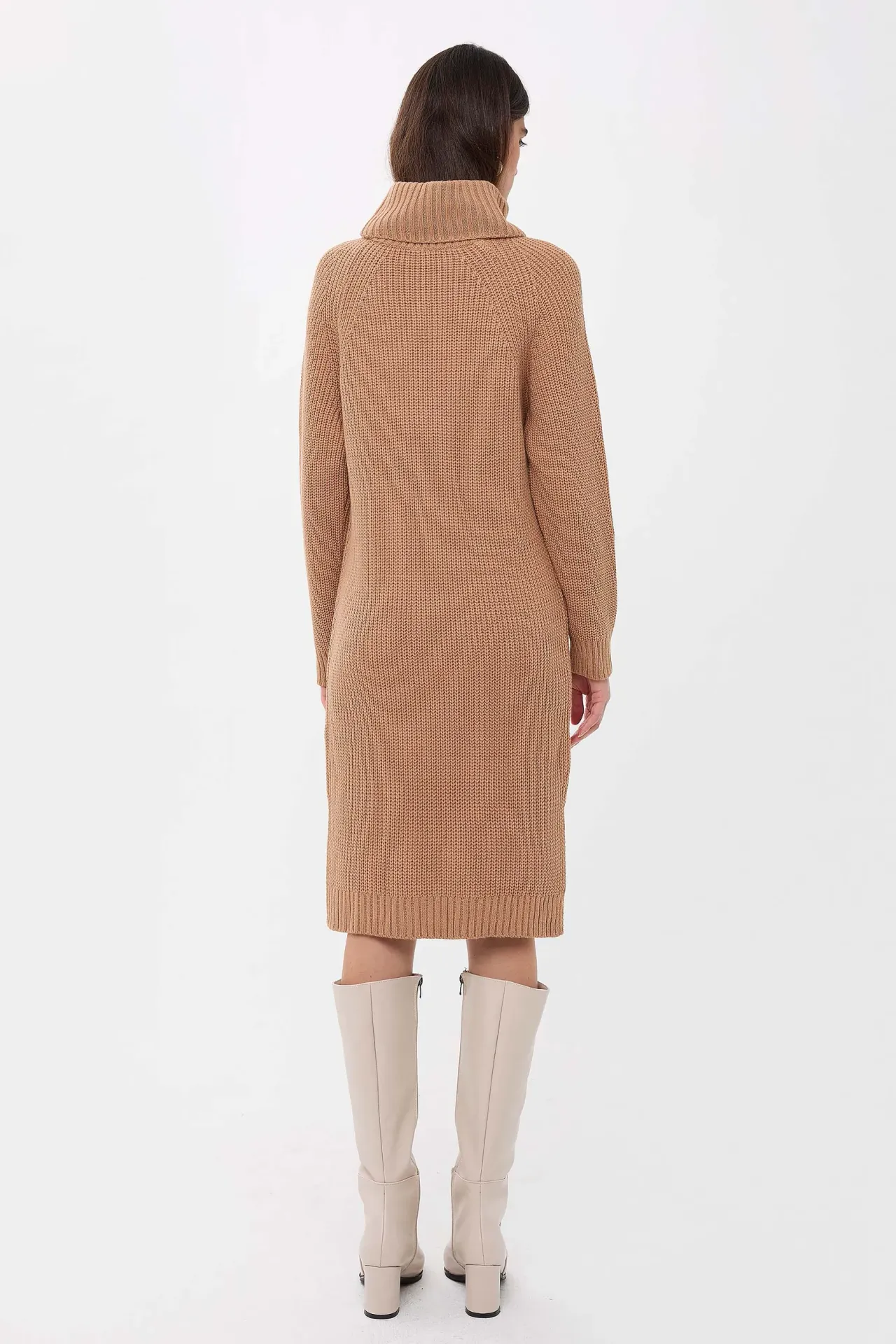 Knitted High-Neck Midi Dress