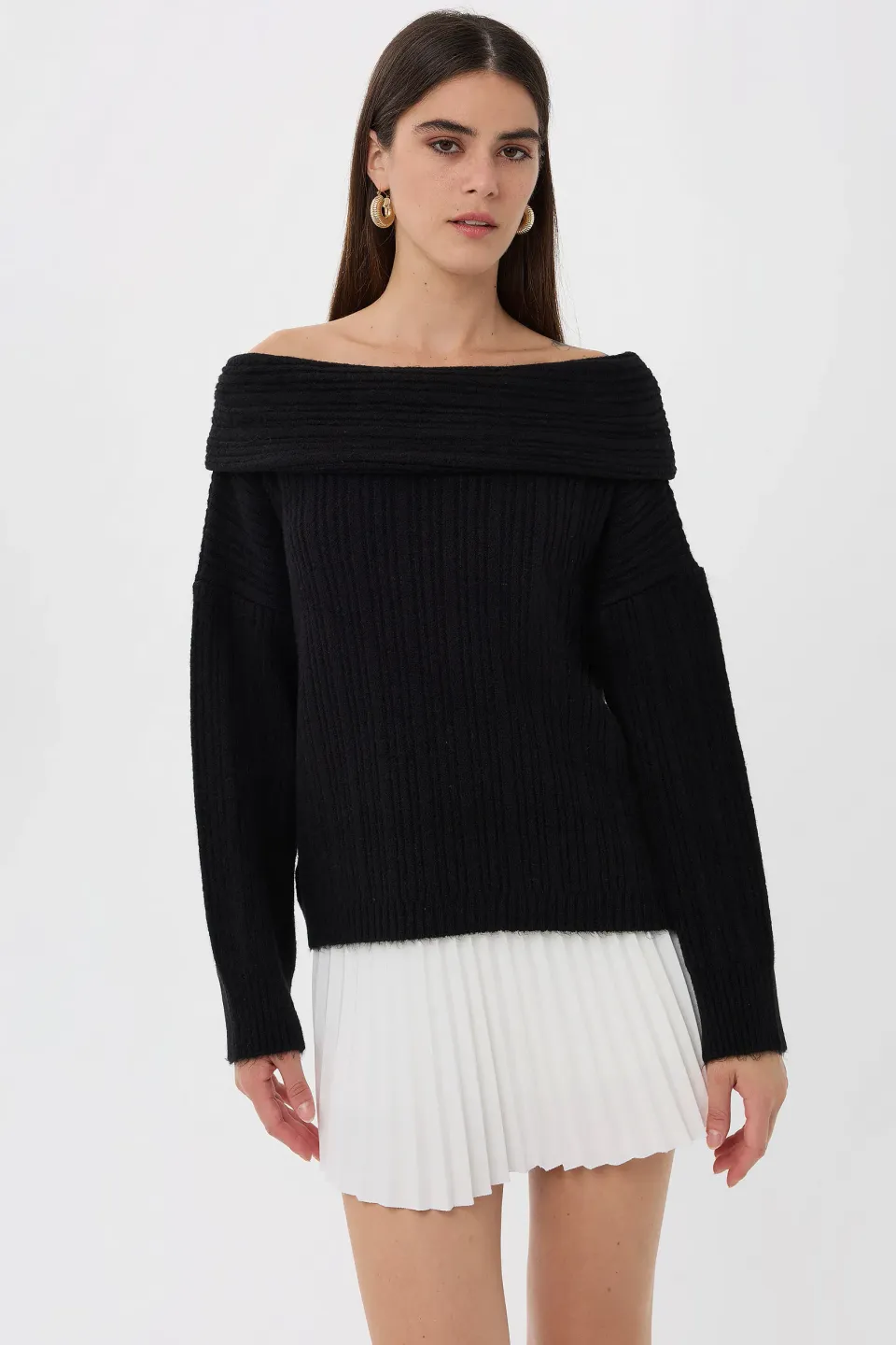 Off-Shoulder Knitted Sweater