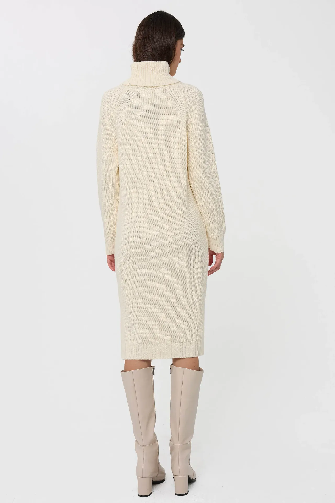 Knitted High-Neck Midi Dress