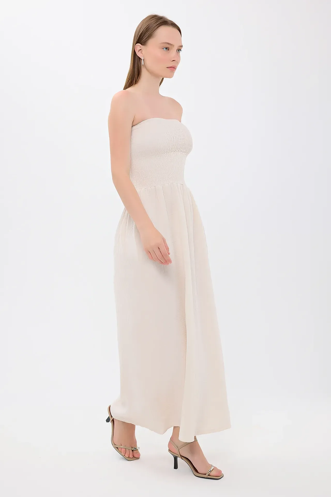 Strapless Smocked Maxi Dress