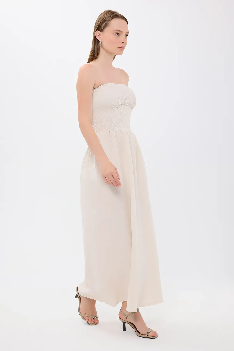 Strapless Smocked Maxi Dress