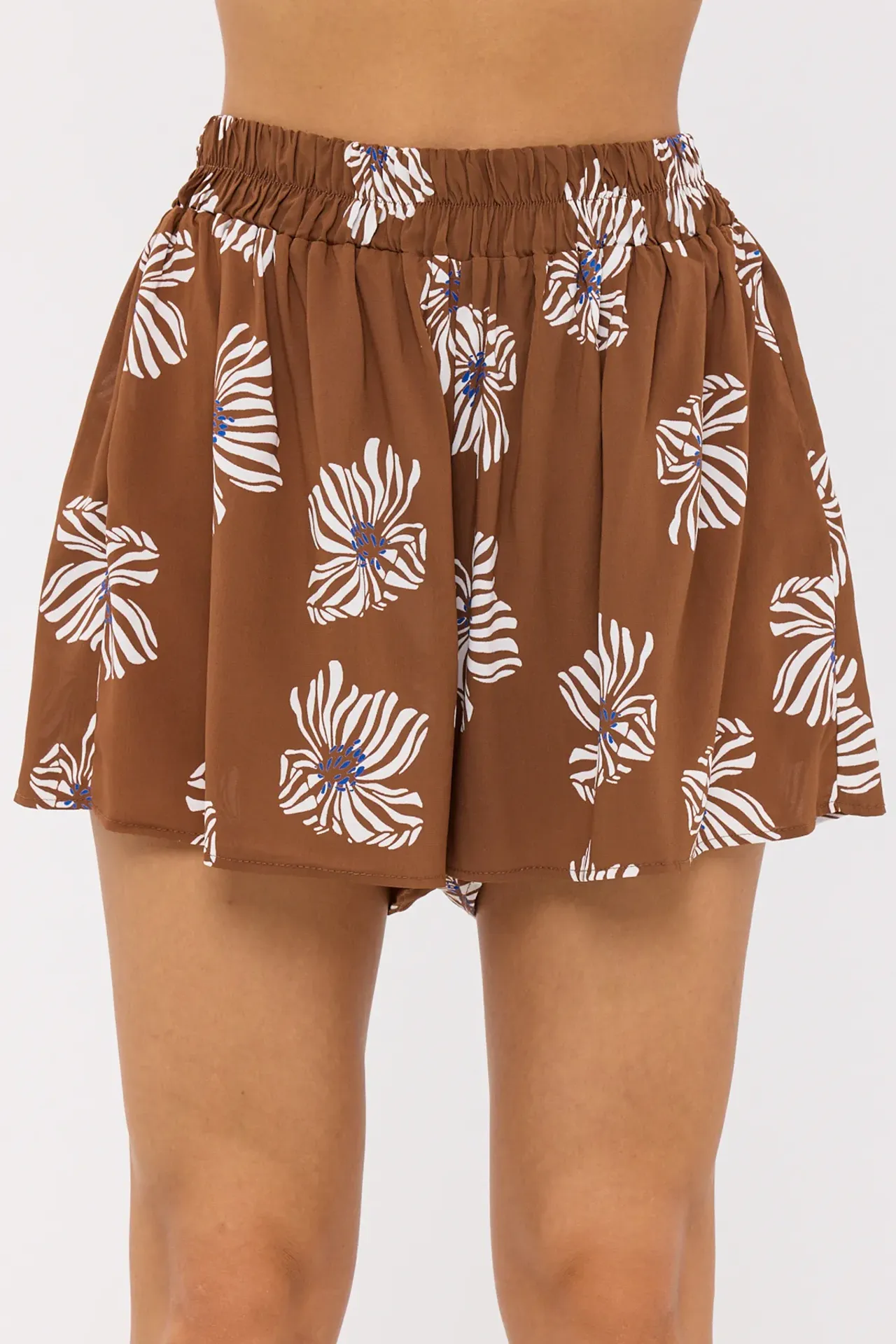 Floral High-Waist Shorts with Elastic Waistband
