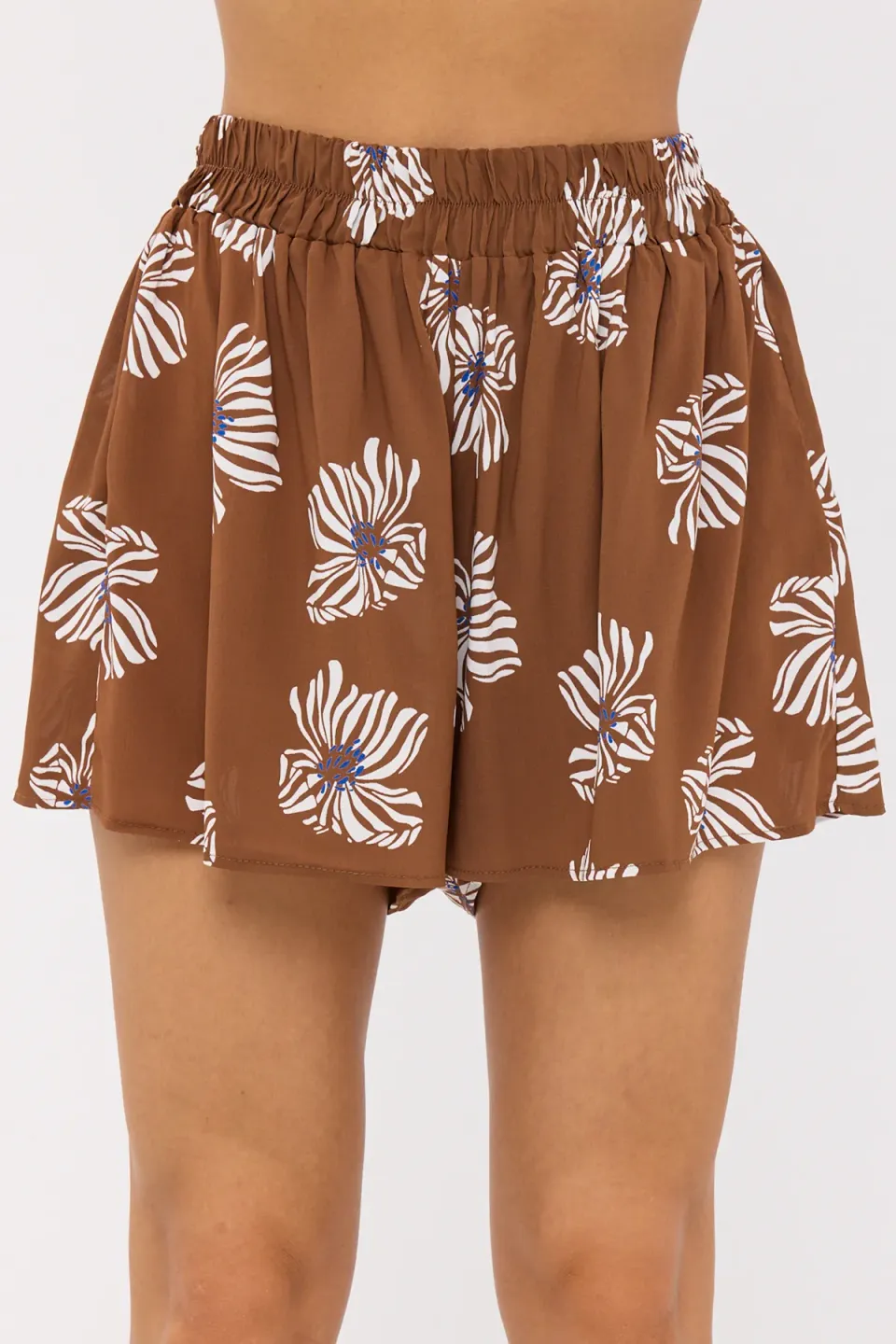Floral High-Waist Shorts with Elastic Waistband