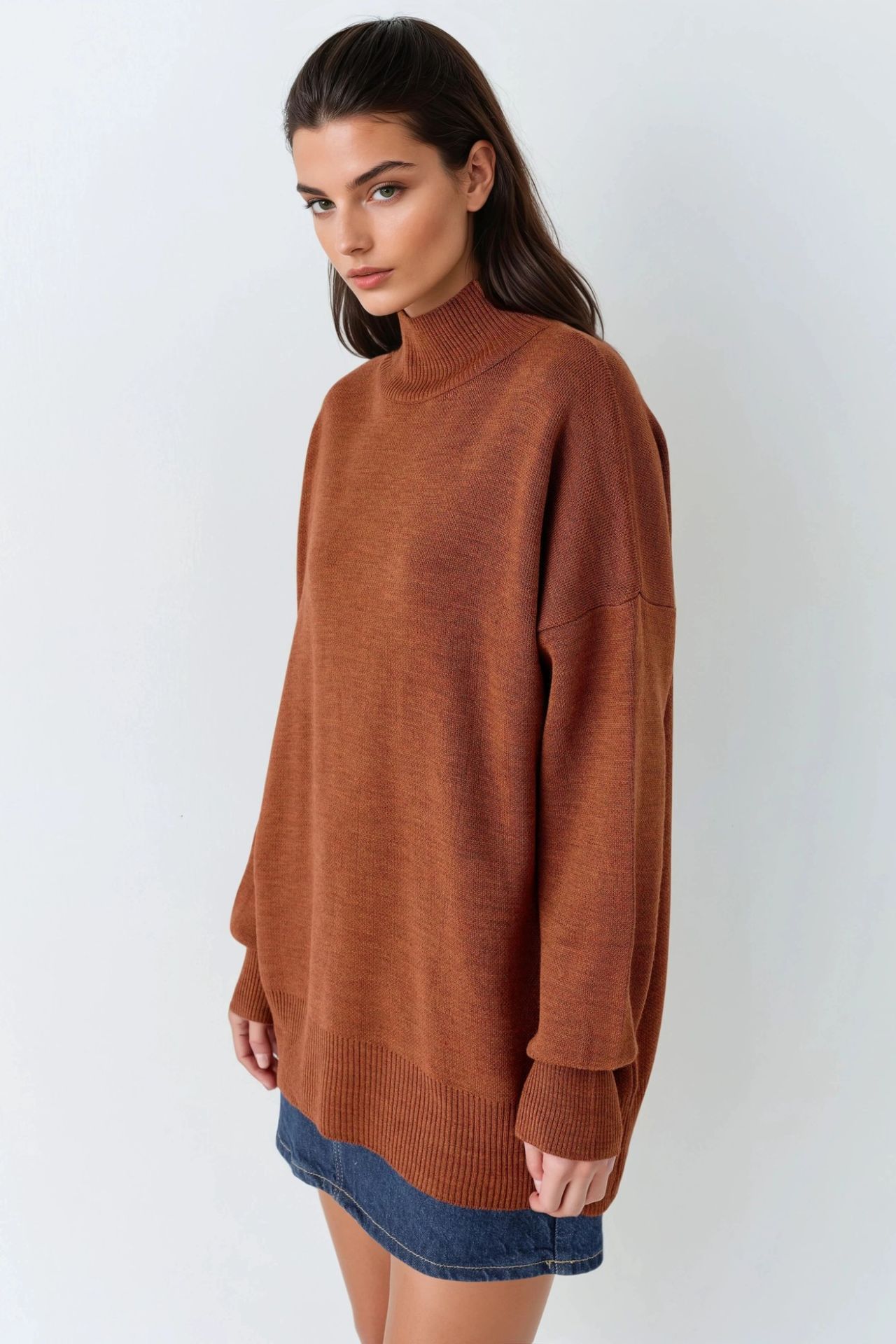 MY FASHION Oversized Half Turtleneck Knit Sweater 3