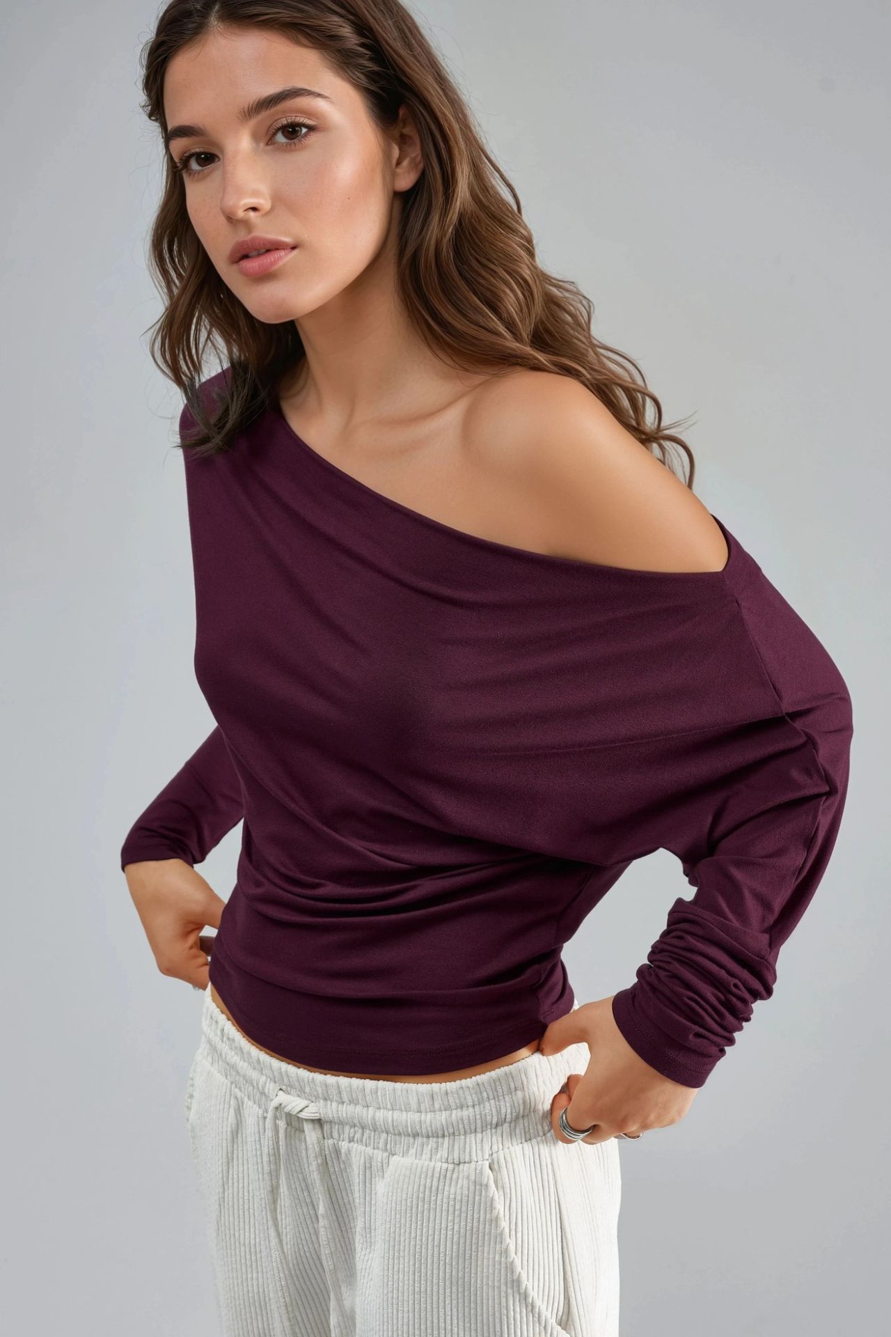 BUSEM Boat Neck Drape Blouse 2