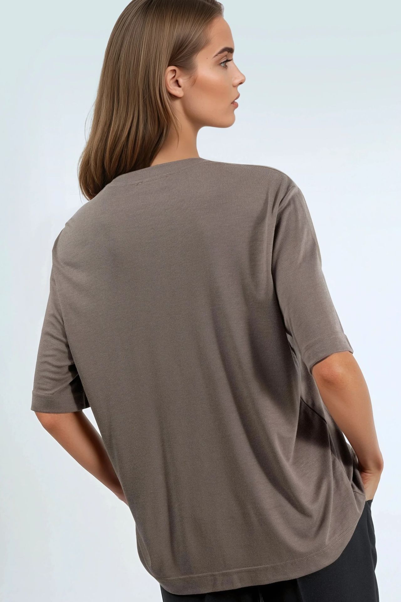 BUSEM Oversized Crew Neck Ribbed T-Shirt 5