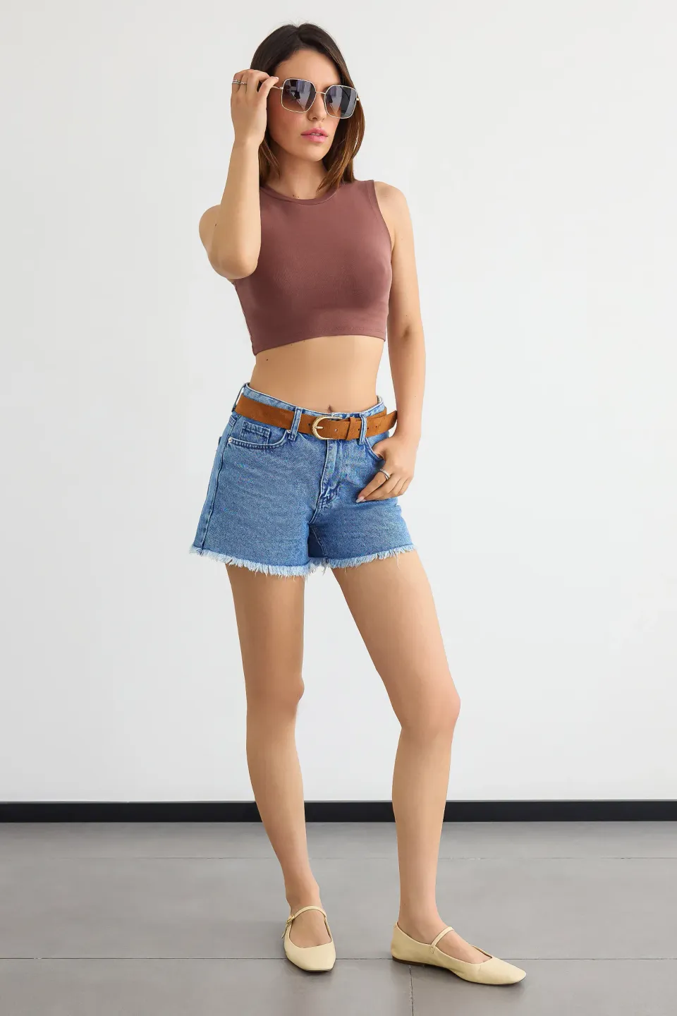 Round Neck Sleeveless Cotton Camisole Tank Top