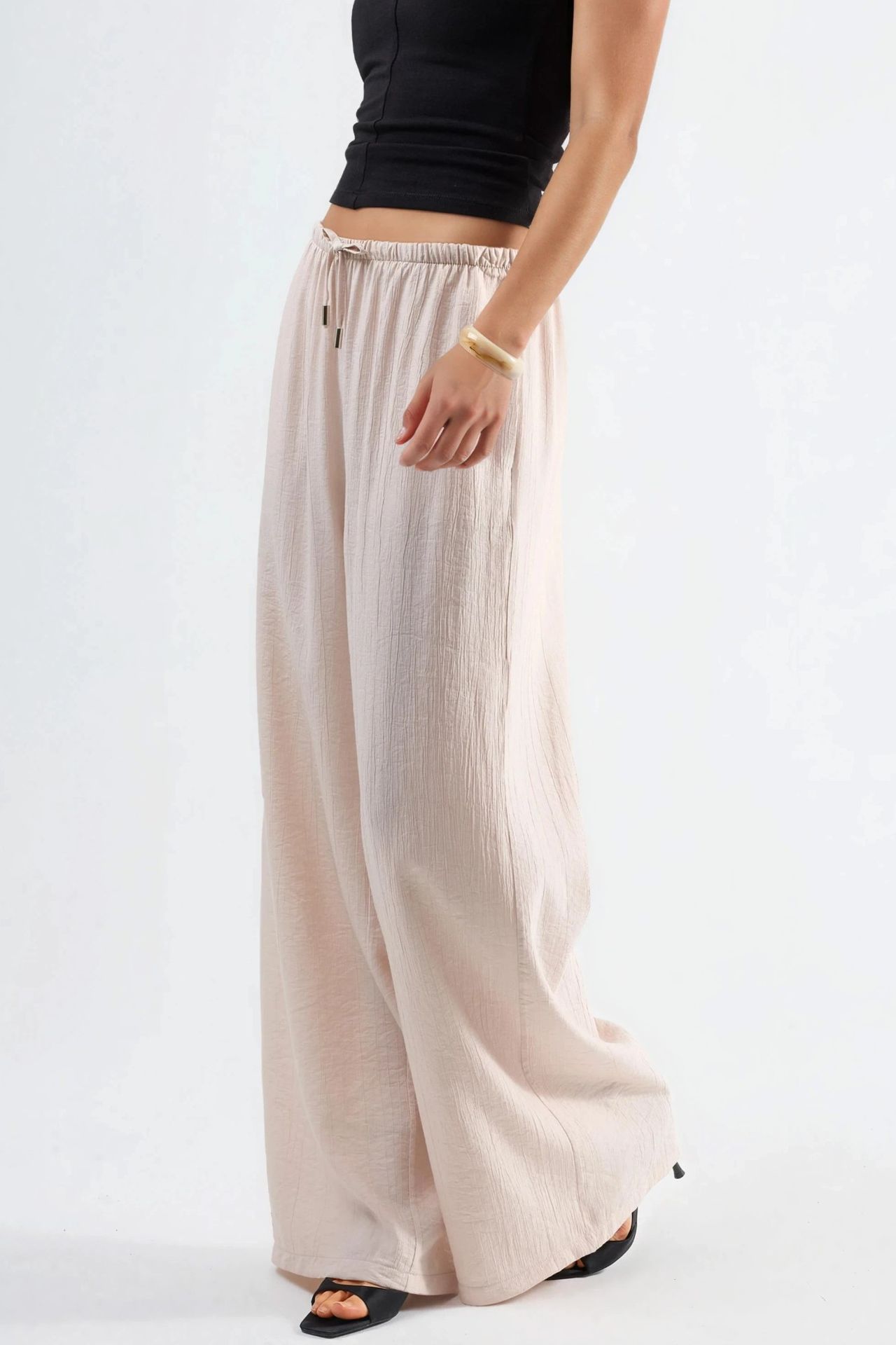 BUSEM Wide Leg Drawstring Waist Pants with Pockets