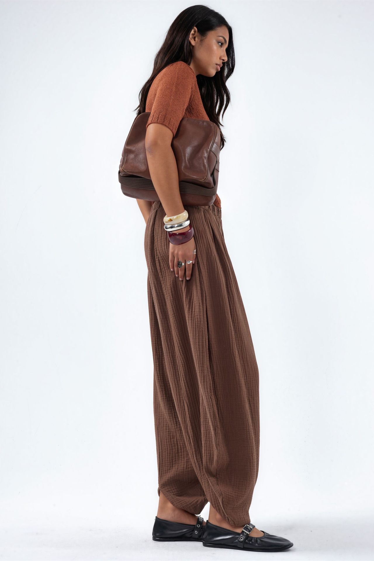 BUSEM Wide Leg Elastic Waist Trousers 3