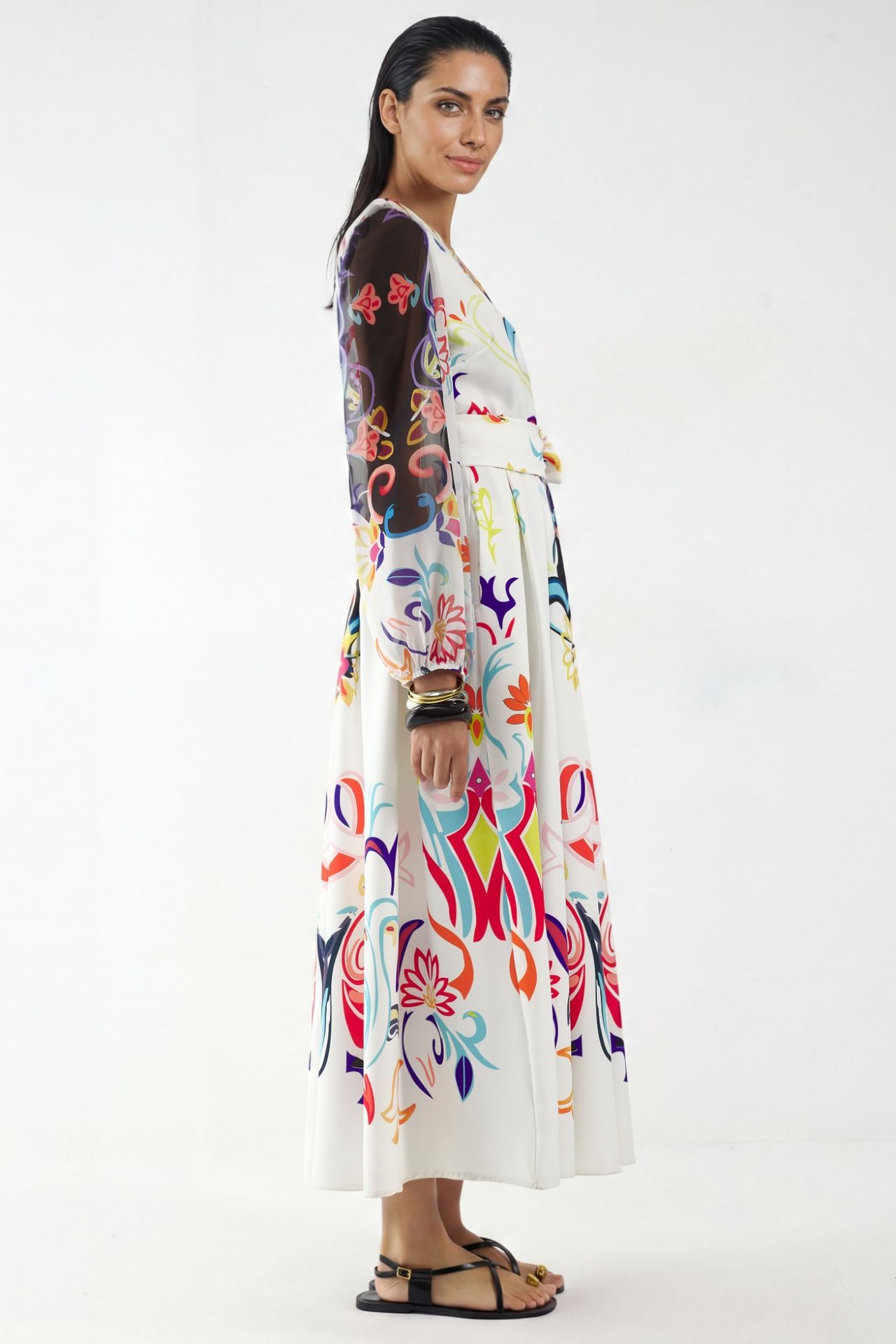 MSN Floral Print Maxi A-Line Dress 4
