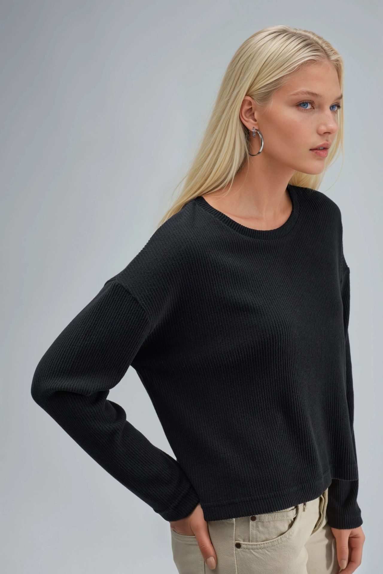BUSEM Ribbed Crew Neck Knit Sweater 3