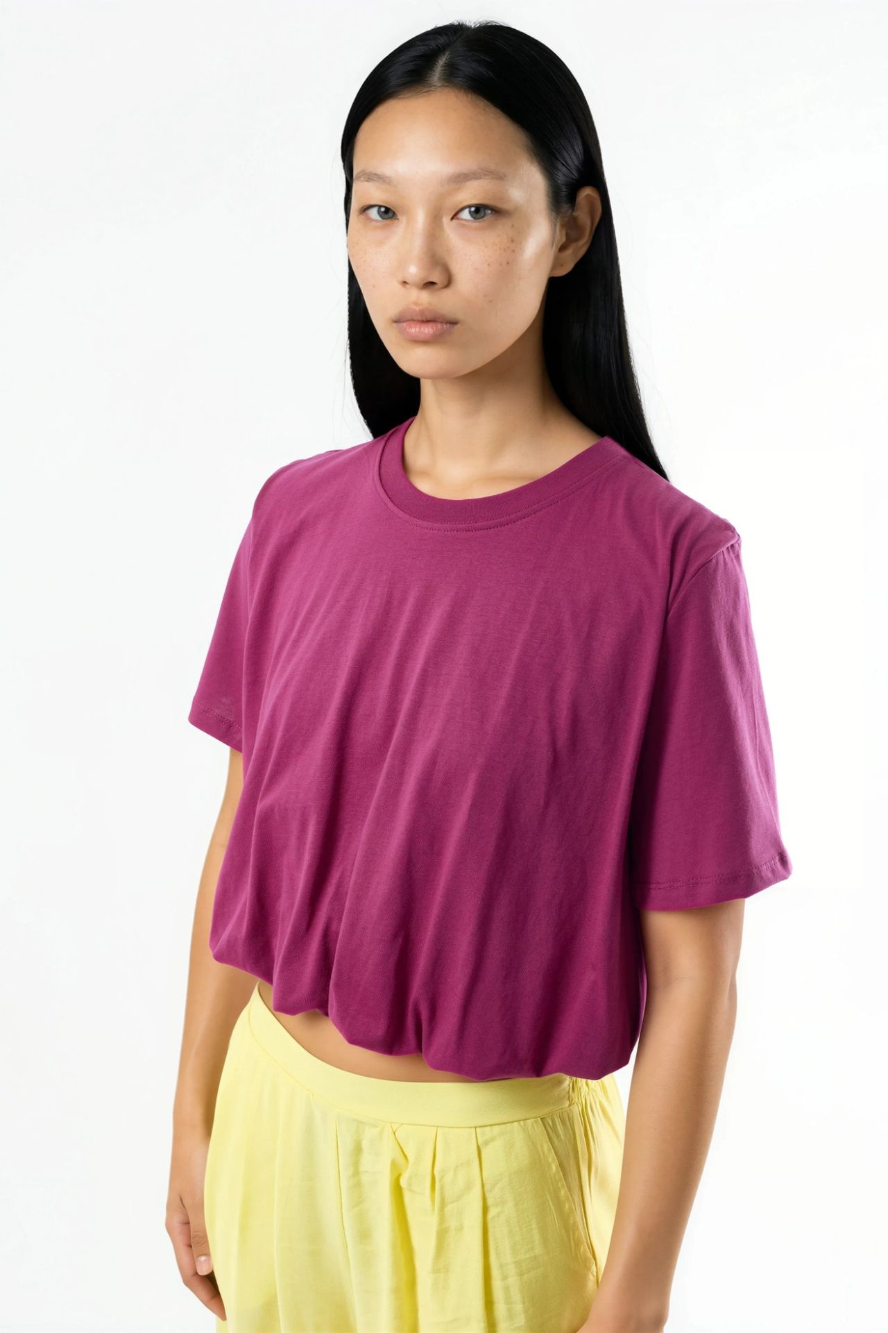 BUSEM Crew Neck Crop Blouse with Elastic 2
