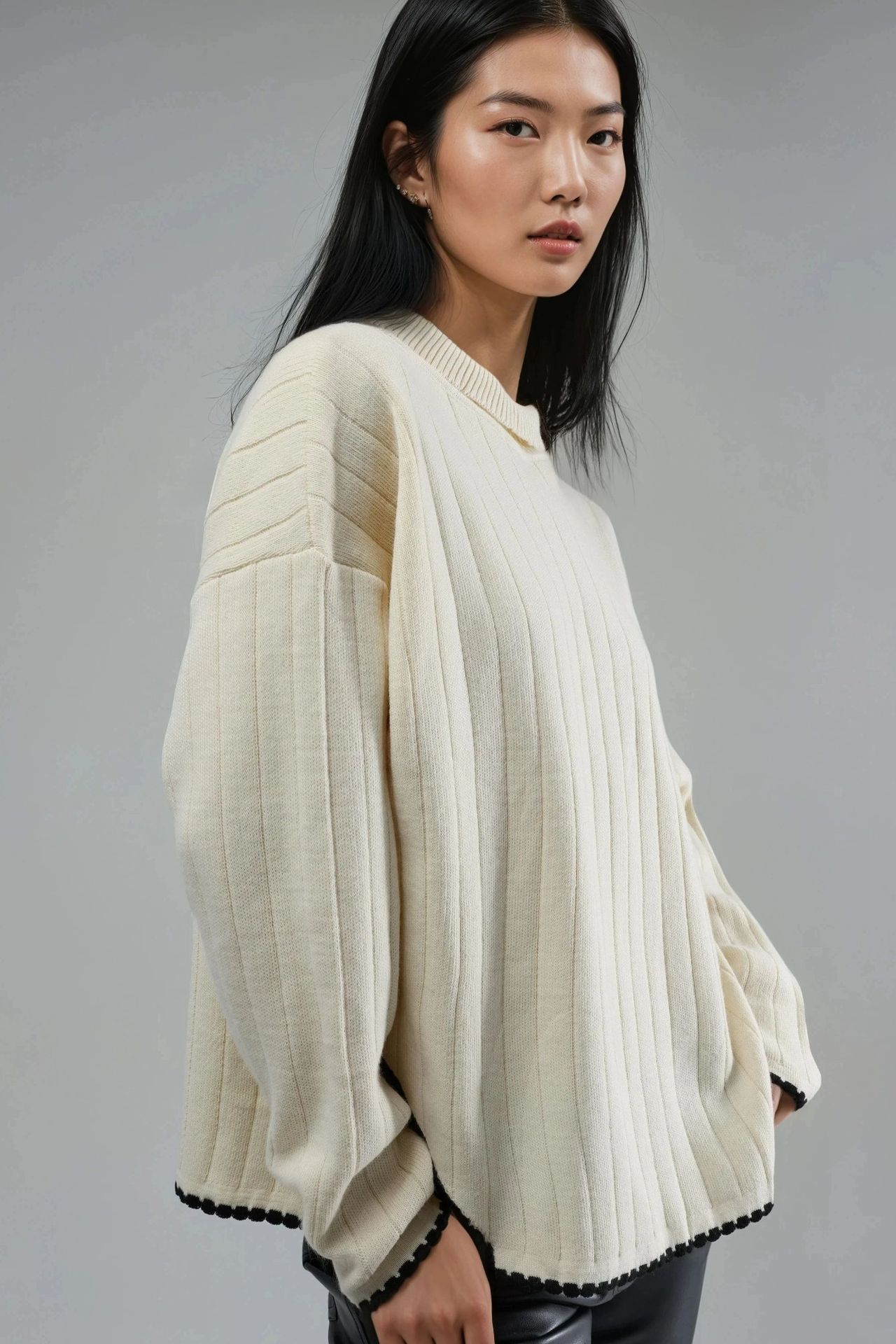 MY FASHION Oversized Sweater with Stitch Detail 2