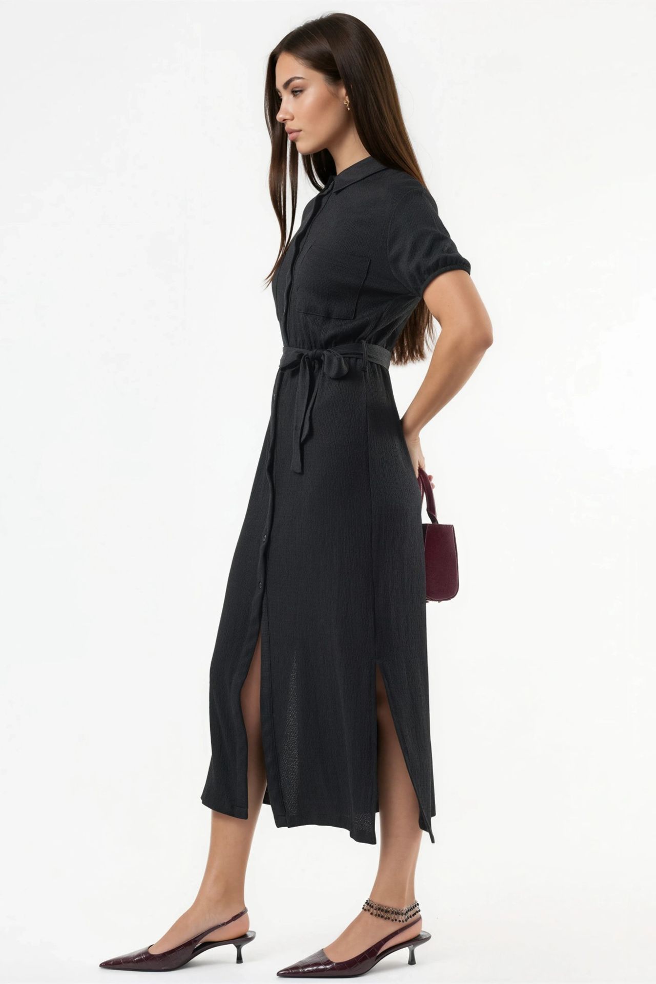 BUSEM Belted Midi Shirt Dress 2