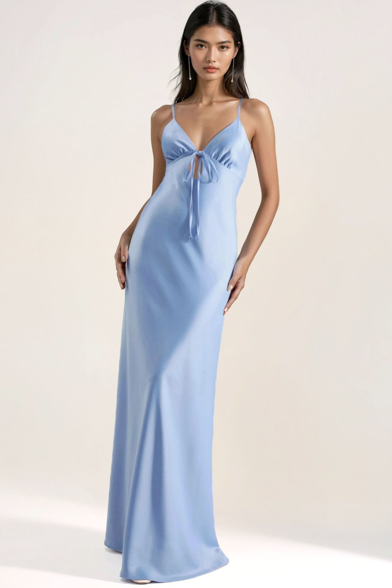 Tie-Front Cut-Out Detail Satin Maxi Dress 4