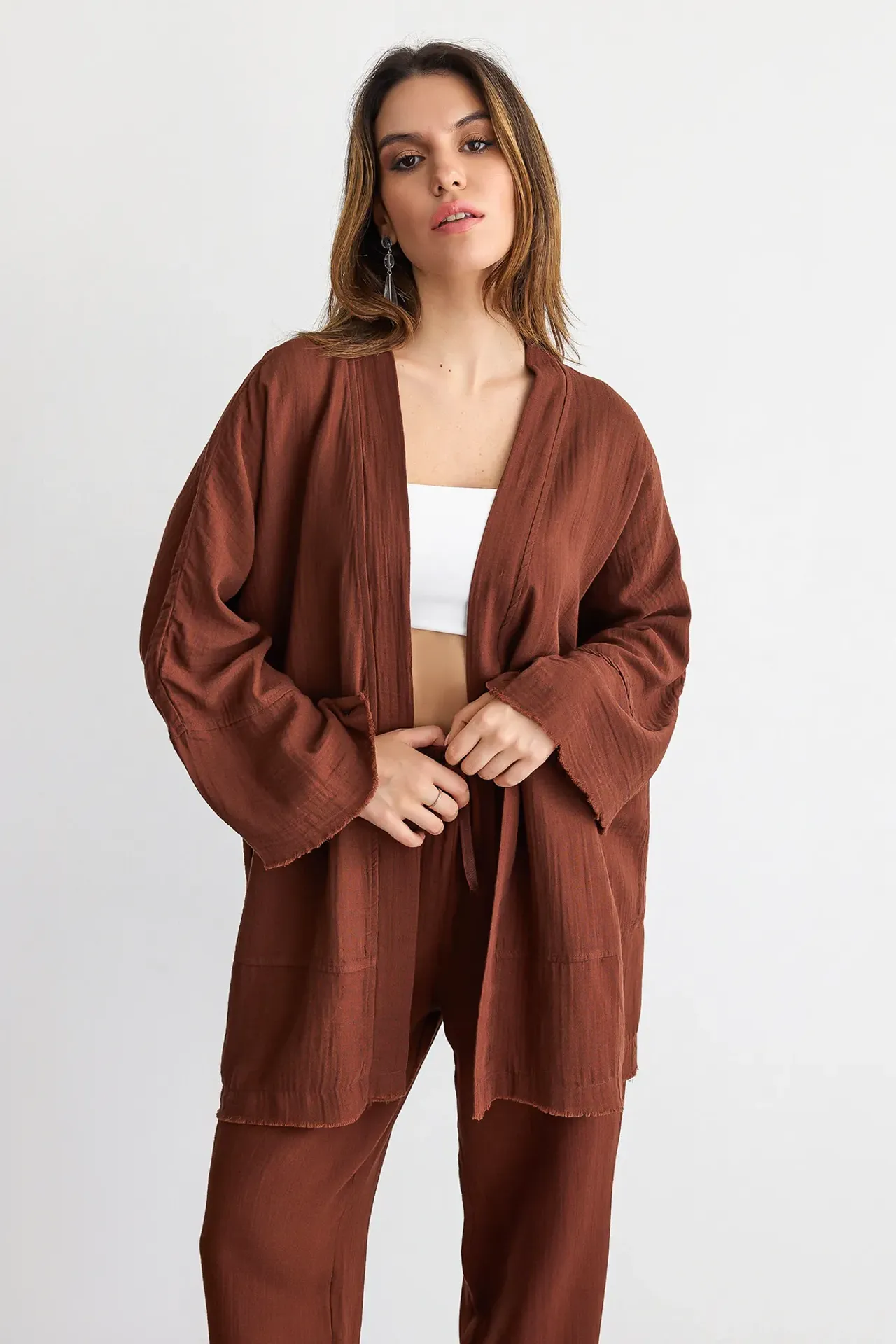 Oversized Long Sleeve Boho Shirt with Relaxed Fit and Back Detail