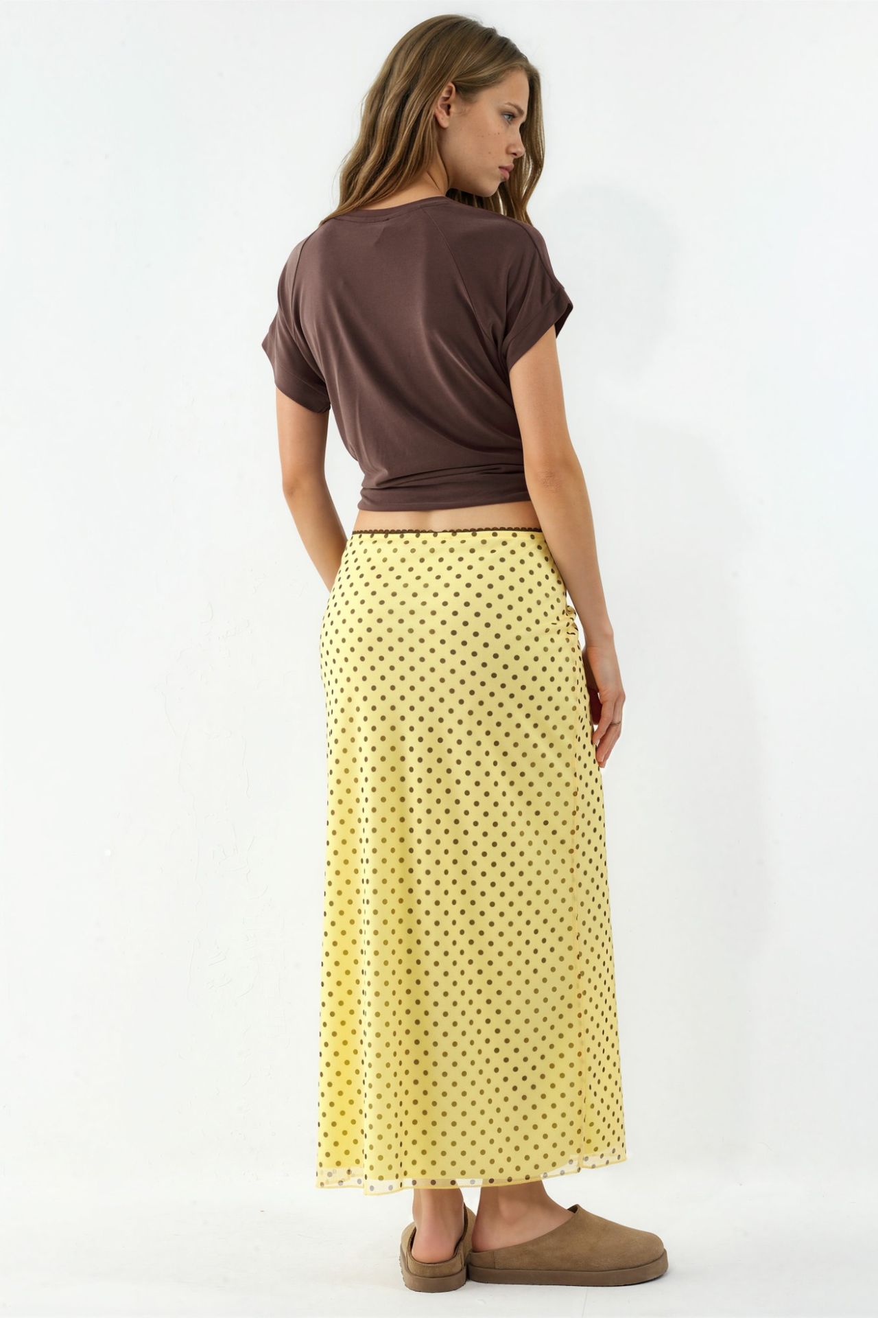 Polka Dot Tulle Stretch Skirt with Lace Detail 3
